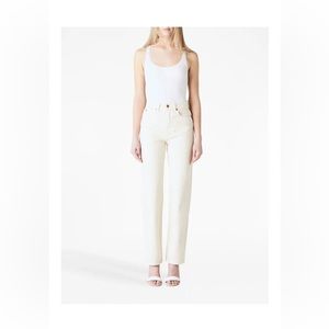 Slvrlake London straight leg jeans in white/cream color size 26